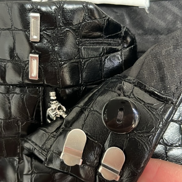 Zara Croc Embossed Faux Leather Pant with Split Hem Black - Size L - Picture 10 of 11